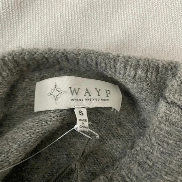 WAYF Women’s SZ S Gray Tie Front Sweater Pullover Long Sleeve Crewneck Knit Top - Picture 5 of 7